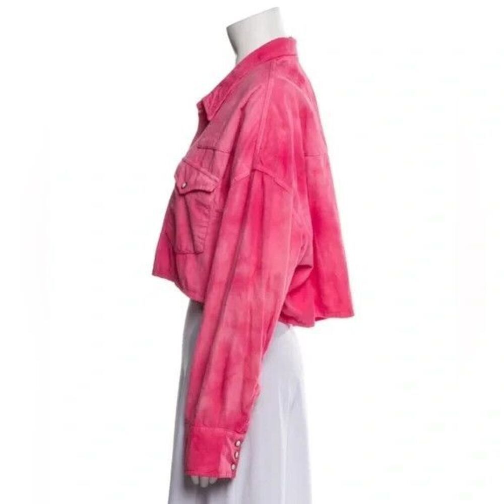 R13 Cropped Corduroy Cowboy Shirt In Fuschia Size M NEW $595 - Picture 6 of 10
